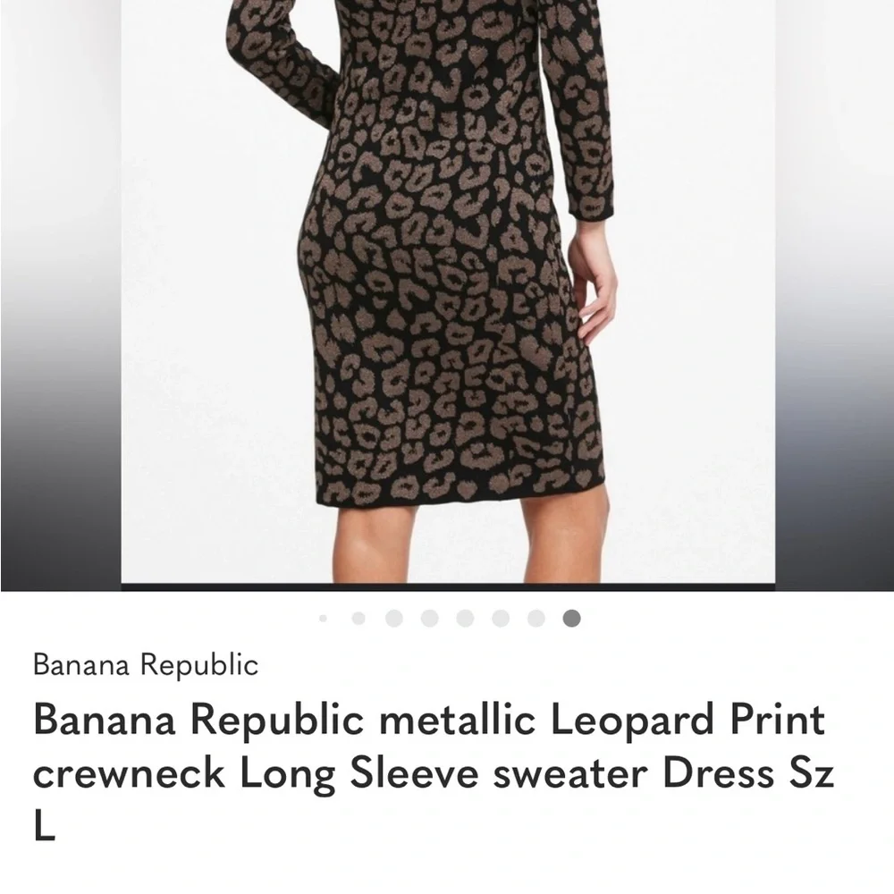 Banana Republic Metallic Leopard Print Sweater Dress NWT Size M Crewneck